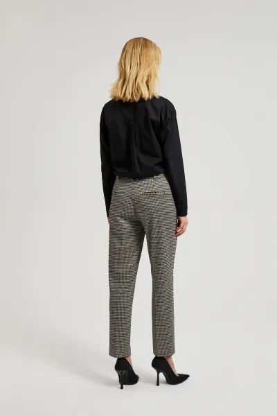 Women's elegant houndstooth type pants MOODO - beige