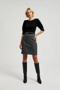 Women's ribbed blouse with gathered sleeves MOODO - black