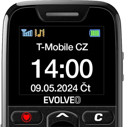 EVOLVEO EasyPhone, mobilní telefon pro seniory s nabíjecím stojánkem, černá