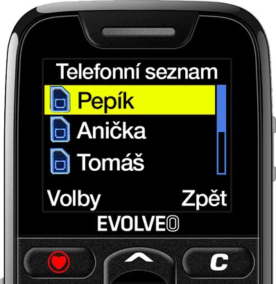 EVOLVEO EasyPhone, mobilní telefon pro seniory s nabíjecím stojánkem, černá