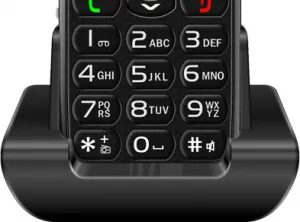 EVOLVEO EasyPhone, mobilní telefon pro seniory s nabíjecím stojánkem, černá