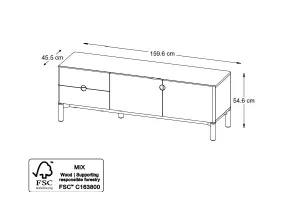 Furniria Dizajnový TV stolík Takayoshi 160 cm tmavohnedý