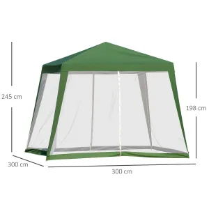 Outsunny Zahradní altán s moskytiérou, zelený, 3 x 3 m