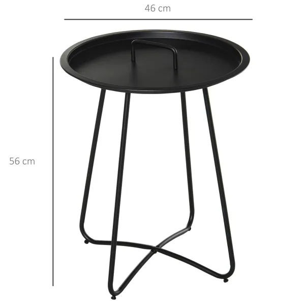 Outsunny Kovový odkládací stolek, Ø 46 cm