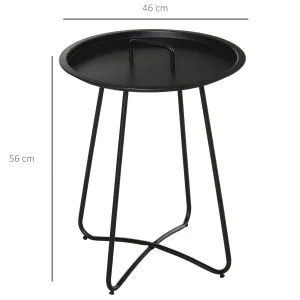 Outsunny Kovový odkládací stolek, Ø 46 cm