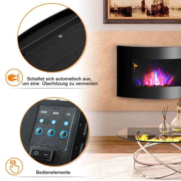 HOMCOM Elektrický krb na zeď s 3D efektem plamene