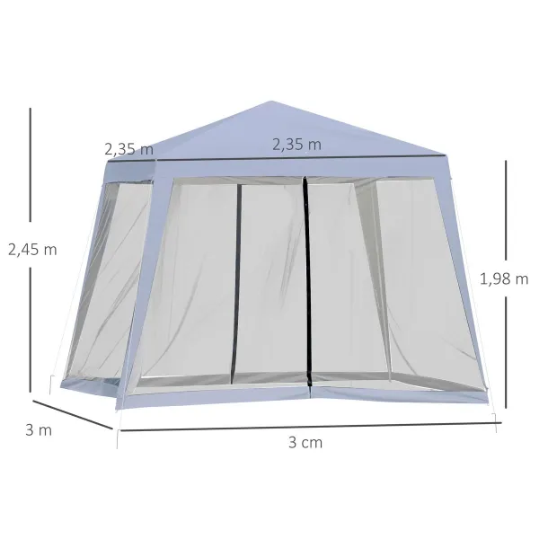 Outsunny Zahradní altán s moskytiérou, 3 x 3 x 2,5 m