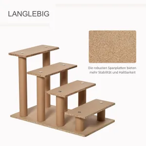 PawHut Schůdky pro psy s plyšovým potahem, čtyřstupňové, béžové
