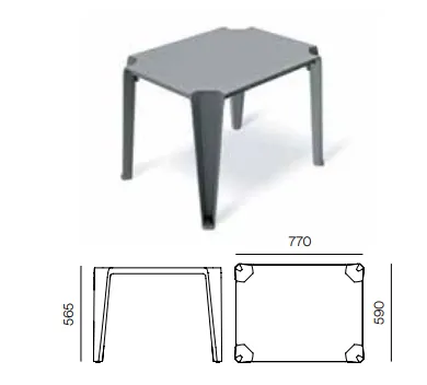Prosperplast Zahradní konferenční stolek LOTTIES 77x59x56,5 cm světle šedý