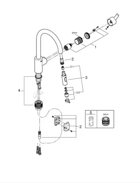 Grohe Feel - Drezová batéria s výsuvnou spŕškou, supersteel 31486DC1