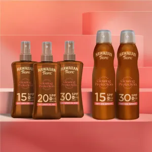 Hawaiian Tropic Glowing Protection Dry Oil Spray ochranný sprej na opaľovanie SPF 15 177 ml