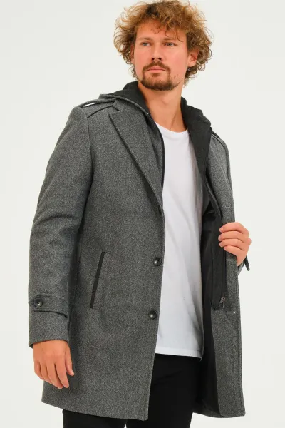 PLT8401 DEWBERRY PÁNSKY KABÁT - TMAVO SIVÝ