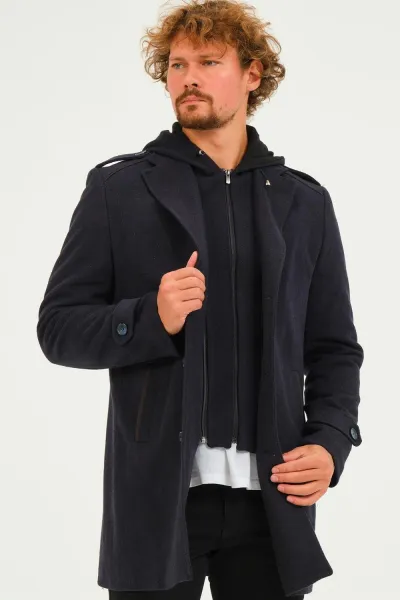 PLT8401 DEWBERRY MEN'S COAT-DIAGONAL NAVY BLUE