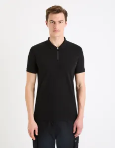 Čierne pánske basic polo tričko Celio Gebenoit