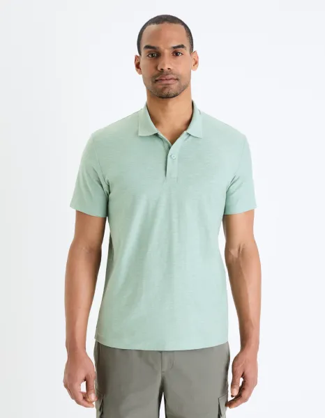 Svetlomodré pánske basic polo tričko Celio Feflame