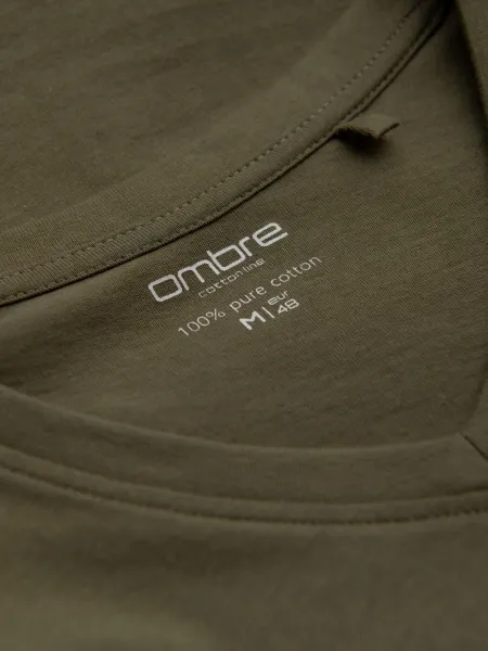 Pánske tričko s dlhým rukávom OMBRE Longsleeve OM-LSBL-0108 V-2 dark olive