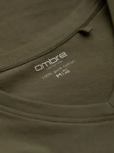 Pánske tričko s dlhým rukávom OMBRE Longsleeve OM-LSBL-0108 V-2 dark olive