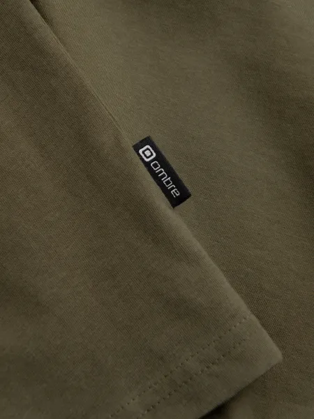 Pánske tričko s dlhým rukávom OMBRE Longsleeve OM-LSBL-0108 V-2 dark olive