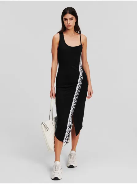 Šaty Karl Lagerfeld Logo Tape Jersey Dress Black