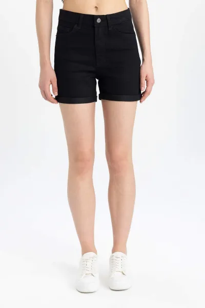 DEFACTO Normal Waist Folded Leg Basic Jean Shorts