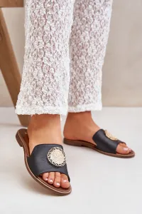 Lewski Shoes Kožené Šľapky S Dekoráciou Na Plochom Opätku Zazoo