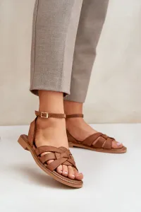 Lewski Shoes Kožené Dámske Sandále Na Plochéj Päte Zazoo