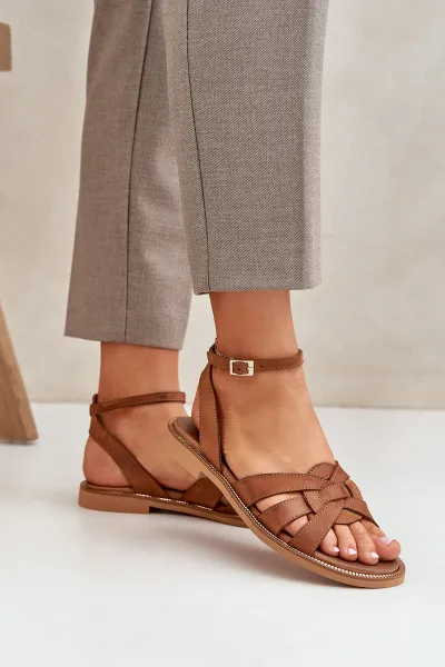 Lewski Shoes Kožené Dámske Sandále Na Plochéj Päte Zazoo