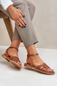 Lewski Shoes Kožené Dámske Sandále Na Plochéj Päte Zazoo