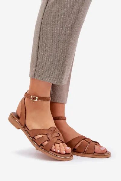 Lewski Shoes Kožené Dámske Sandále Na Plochéj Päte Zazoo