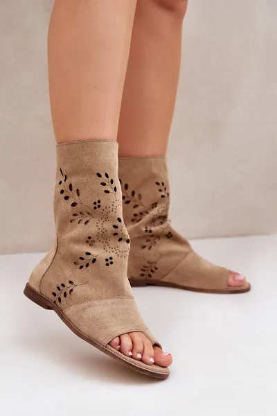 Lewski Shoes Zazoo 3437 Dámske Semišové Sandále S Zipsom Béžové