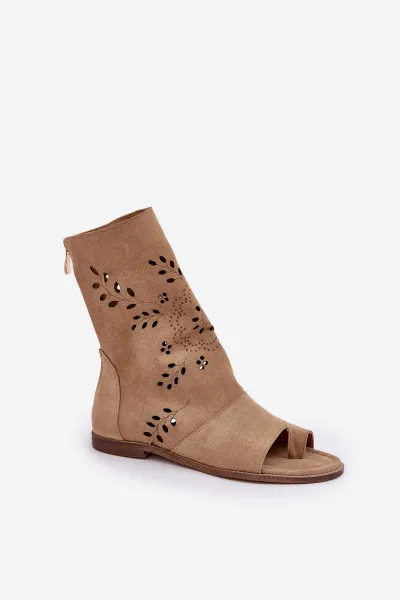 Lewski Shoes Zazoo 3437 Dámske Semišové Sandále S Zipsom Béžové