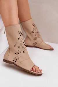 Lewski Shoes Zazoo 3437 Dámske Kožené Sandále S Zipsom Béžové