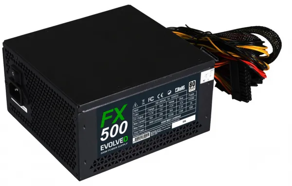 EVOLVEO FX 500 , zdroj 500W ATX, 14cm, tichý, 80+, bulk, záruka 3 roky