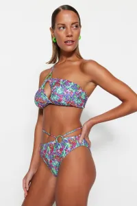 Trendyol Kvetinové vzorované doplnky Vysoký pás Normálna noha Bikiny Spodná časť