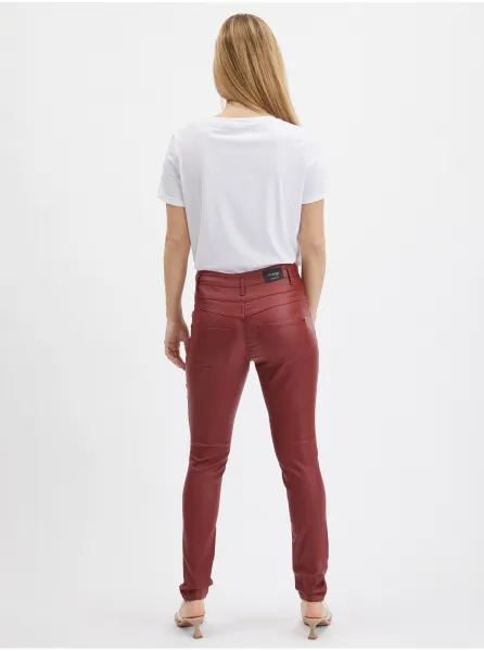 Vínové dámske skinny fit nohavice ORSAY