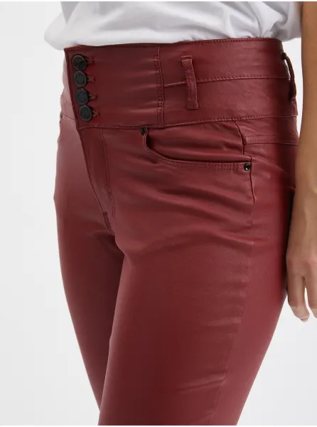 Vínové dámske skinny fit nohavice ORSAY