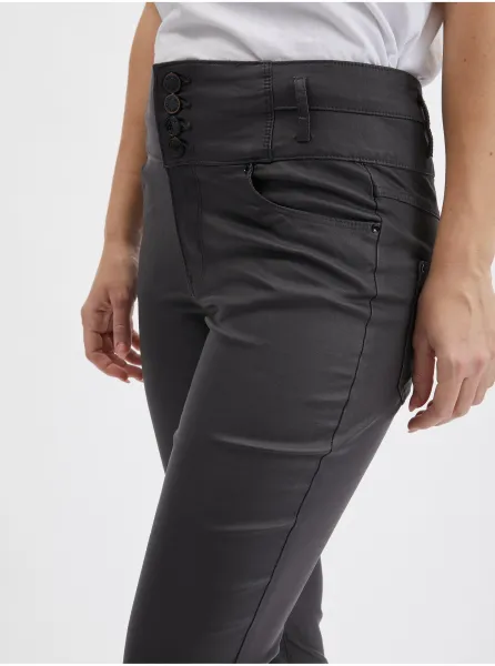 Tmavosivé dámske skinny fit nohavice ORSAY