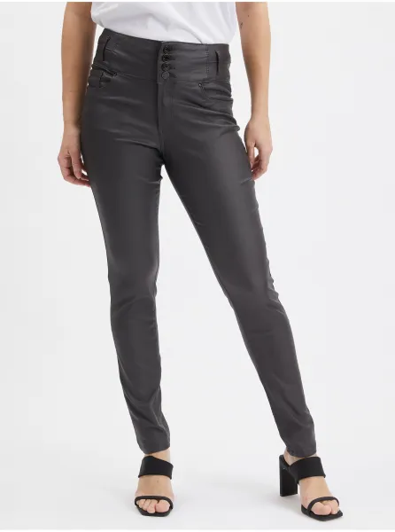 Tmavosivé dámske skinny fit nohavice ORSAY