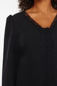 Trendyol Curve Black Lace V-Neck Buttoned Plus Size Woven Blouse