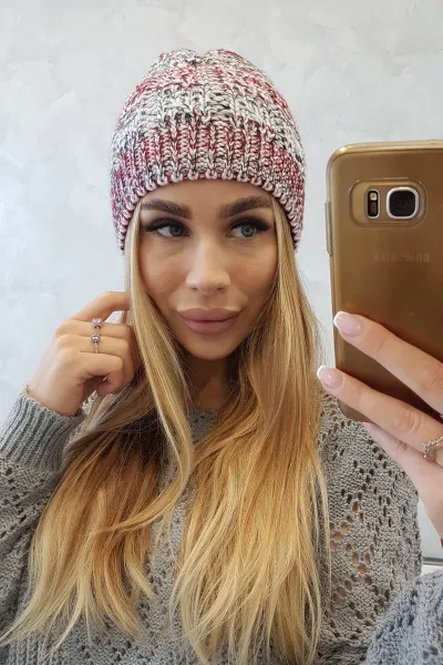 Kesi Čapica s fleece Melisa K241 oranžová+šedá