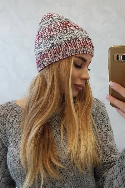 Kesi Čapica s fleece Melisa K241 oranžová+šedá
