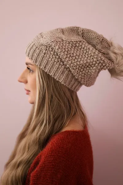 Kesi Čapica s fleece Sandra K210 tmavo béžová