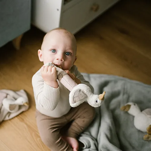 BABYONO Hračka pískacia s hryzačkou Húska Zoe 3m+