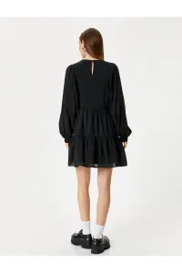 Koton Balloon Sleeve Mini Dress Long Sleeve Round Neck Lined Tiered