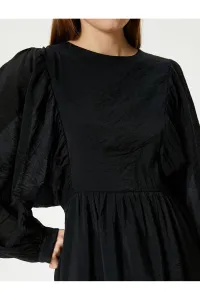 Koton Balloon Sleeve Mini Dress Long Sleeve Round Neck Lined Tiered