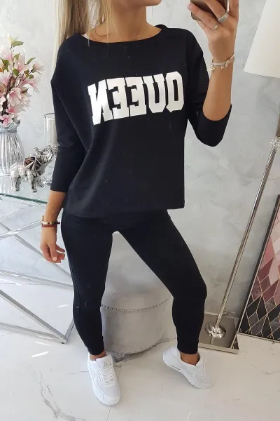 Legínovo Súprava s potlačou Queen čierna Farba: Čierna, Veľkosť: UNI