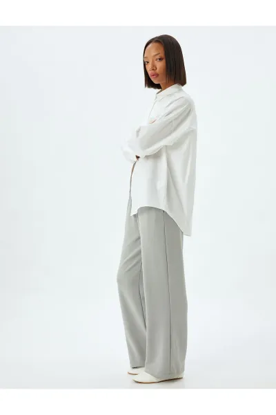 Koton Wide Leg Sweatpants Modal Fabric Elastic Waist Pocket Comfortable Cut