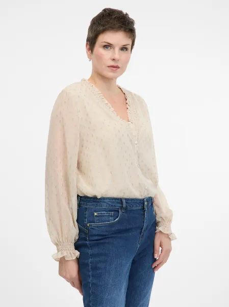 Beige Women's Long Sleeve Blouse ORSAY - Women's