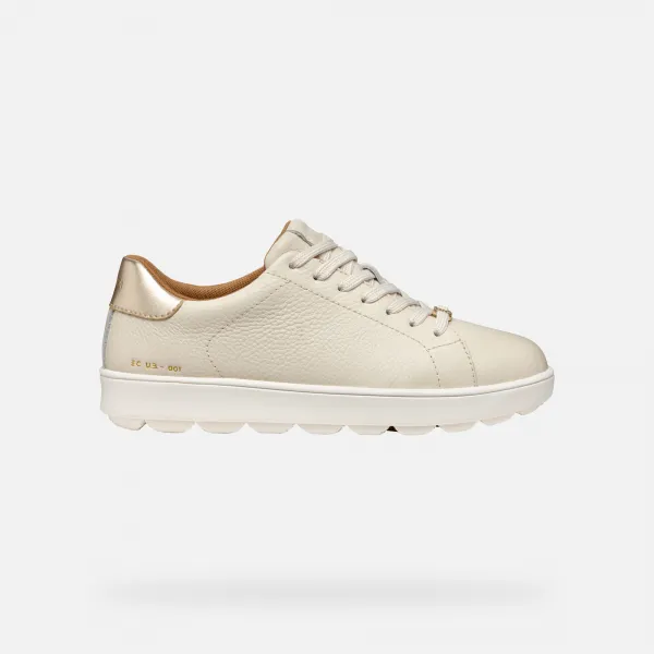 Cream women's sneakers Geox Spherica ECUB-1 - Women's