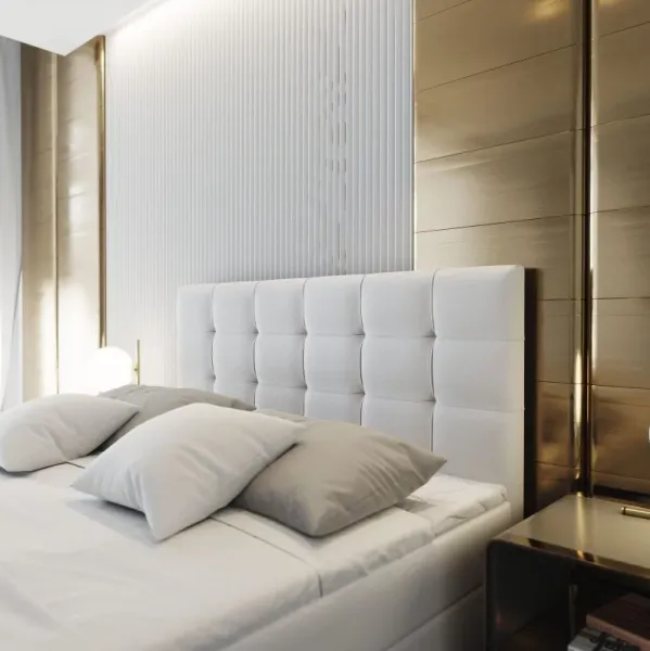 Čalúnená posteľ boxspring GLORIEN 140x200 cm purpurová Matrac: Bonell pružinová matrac